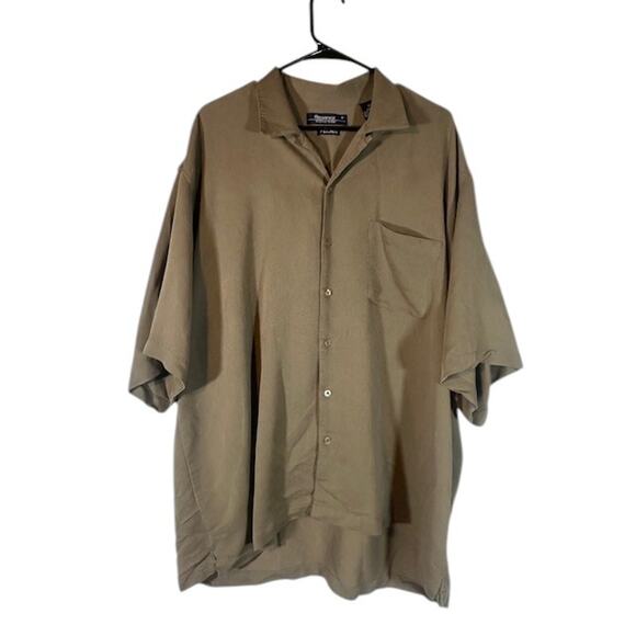 Reservoir Dark Tan Collared Short Sleeve Dressy Button Down Shirt Men Sz 2XL - Picture 1 of 8